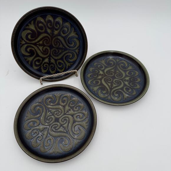 Vintage Denby-Langley Bread & Butter Plates in Bukara Stoneware Set of 3 - Picture 2 of 8